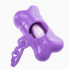 Pet Dog Bone Shape Garbage Waste Clean-Up Bag Dispenser Box Carrier Holder Case Purple