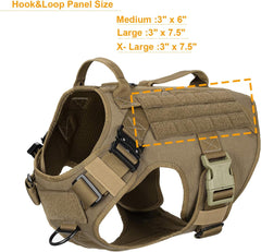 Tactical Dog Harness 2X Handle,Working Dog MOLLE Vest,No Pulling Front Leash Clip,Hook and Loop for Dog Patch (XL (Neck:20"-28" ; Chest:32"-39"), Coyote Brown)