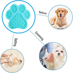 Dog Licking Mat for Anxiety Peanut Butter Slow Feeder Bowls Licking Pad with Strong Suction to Wall for Pet Bathing,Grooming,And Dog Training (Light Blue)