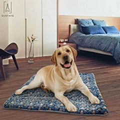 Dog Pet Sleep Mat Soft Warm Reversible Fleece Crate Bed Mat Kennel Pad Cage Cushion for Large Small Medium Dog Cat "Blue, S"