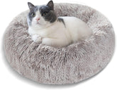 Calming Dog Bed and Cat Bed, Removable and Washable Pet Bed, Fluffy Plush Donut Animal Bed for Small Medium Large Dogs & Cats
