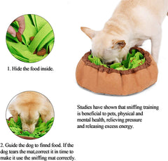 Snuffle Mat Slow Feeding Toy for Dogs, Interactive Sniffing Puzzle Toys for Encourages Natural Foraging Skill of Puppies Cats, Adjustable Pet Feed Game Treat Dispenser for Indoor Outdoor Use