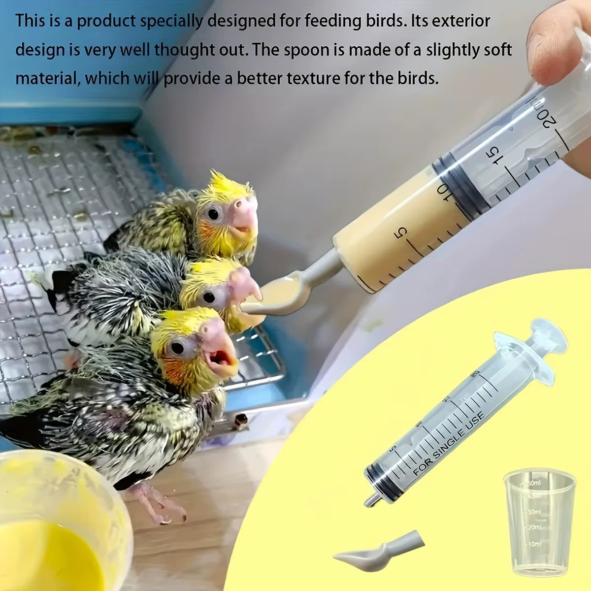 4Pcs-Bird Feeding Syringe, for Young Birds, Bird Feeding Aid Tool, Artificial Bird Feeder
