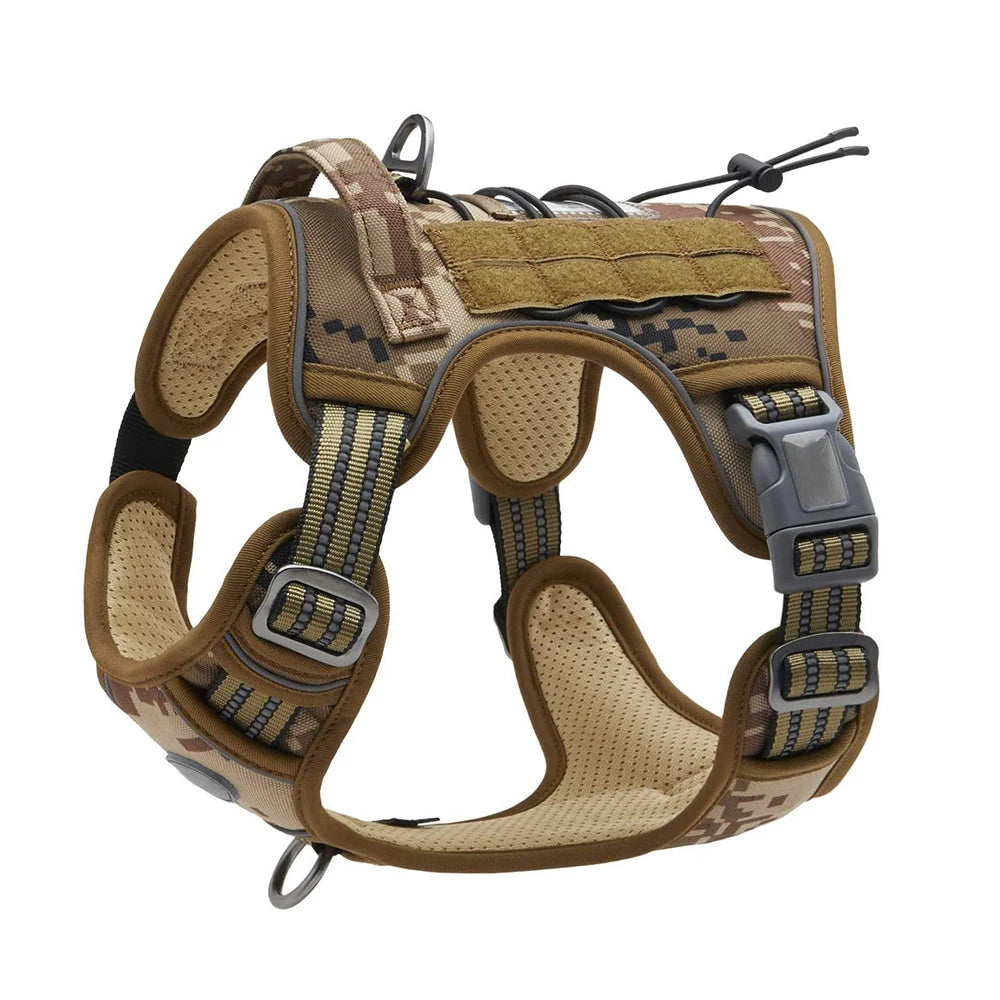 Reflective Tactical Harness for Large Small Dogs Training Vest Leash Pet Harness and Leash Set for Dog Outdoor Adjustable Padded
