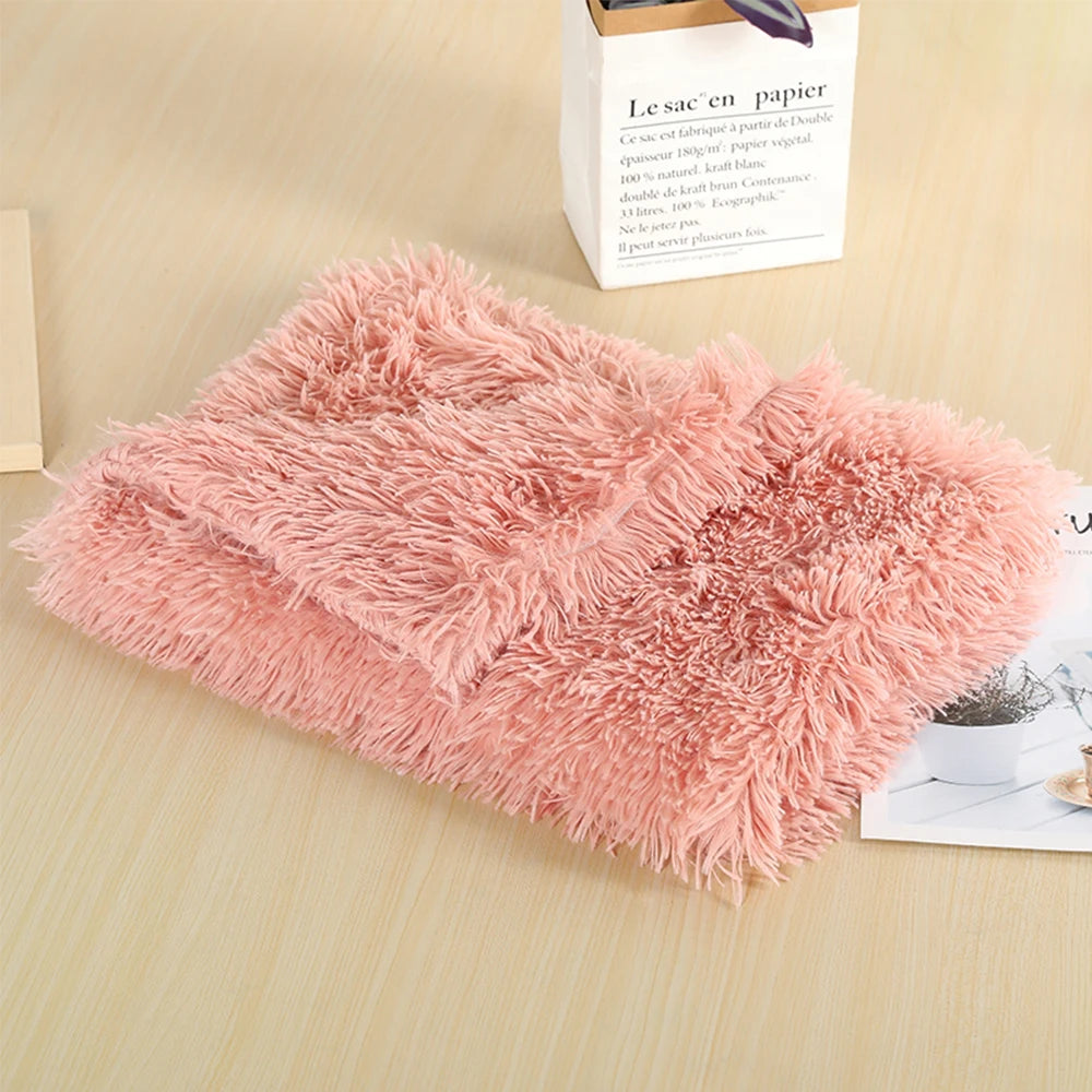 Soft Dog Cat Mat Fleece Dogs Bed Pad Long Plush Dog Cat Sleeping Mat Cushion Winter Pet Puppy Bed for Small Medium Large Dogs