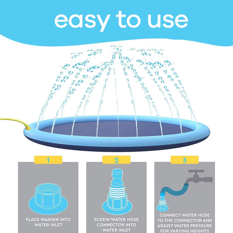 Splash Pad for Pet Dogs, Thicken Durable Sprinkler Pool Summer Outdoor Water Toys, Fun Backyard Fountain Play Inflatable Mat