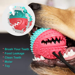 Dog Chew Toy with Suction Cup for Aggressive Chewers, Puppy Training Treats, Food Dispensing Ball, Pet Teeth Cleaning Rope Toys for Small Medium Dogs (Blue&Red)
