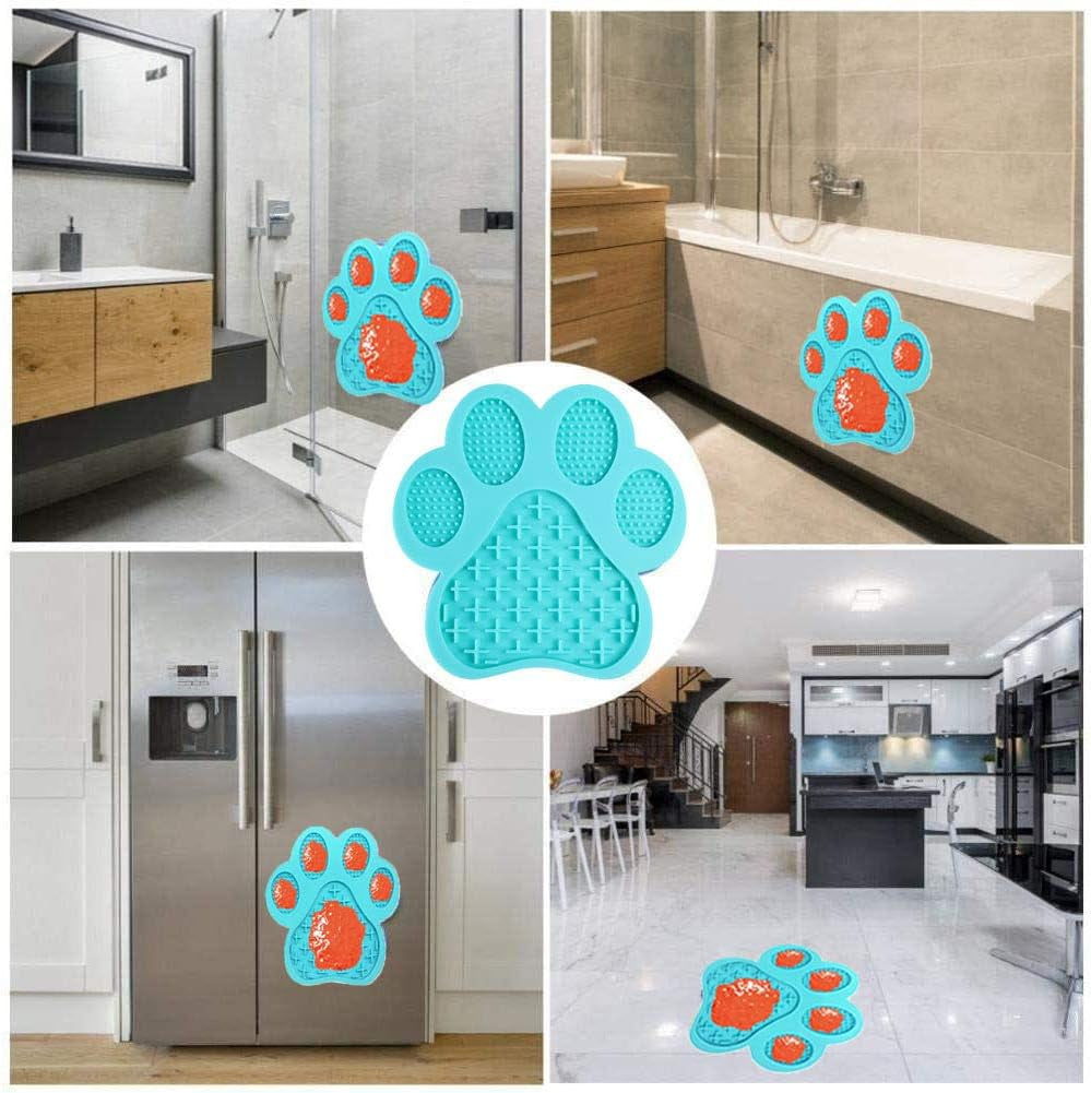 Dog Licking Mat for Anxiety Peanut Butter Slow Feeder Bowls Licking Pad with Strong Suction to Wall for Pet Bathing,Grooming,And Dog Training (Light Blue)