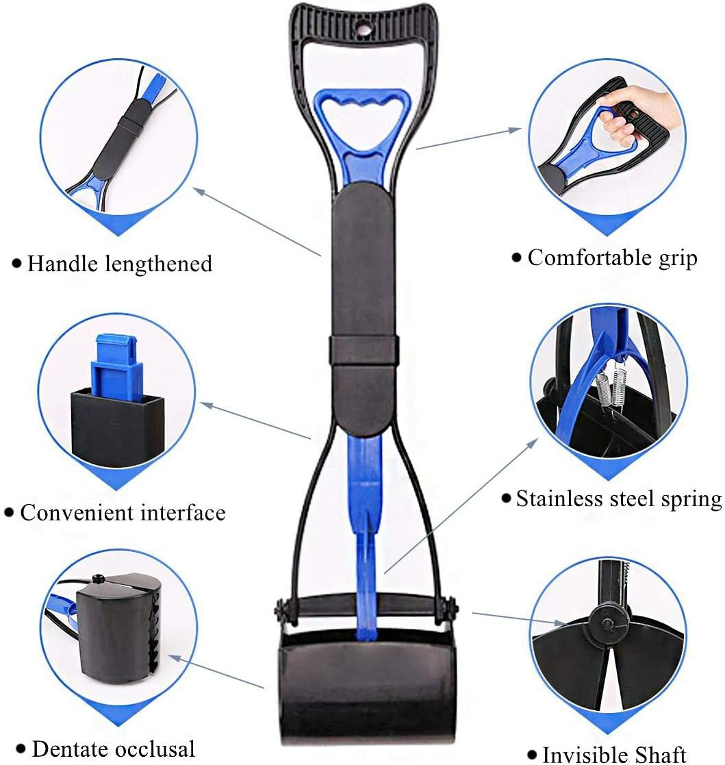 Dog Pooper Scooper 24" Pet Waste Scoop Clean Poop Long Jumbo Handle Pick Up