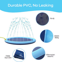 Splash Pad for Pet Dogs, Thicken Durable Sprinkler Pool Summer Outdoor Water Toys, Fun Backyard Fountain Play Inflatable Mat