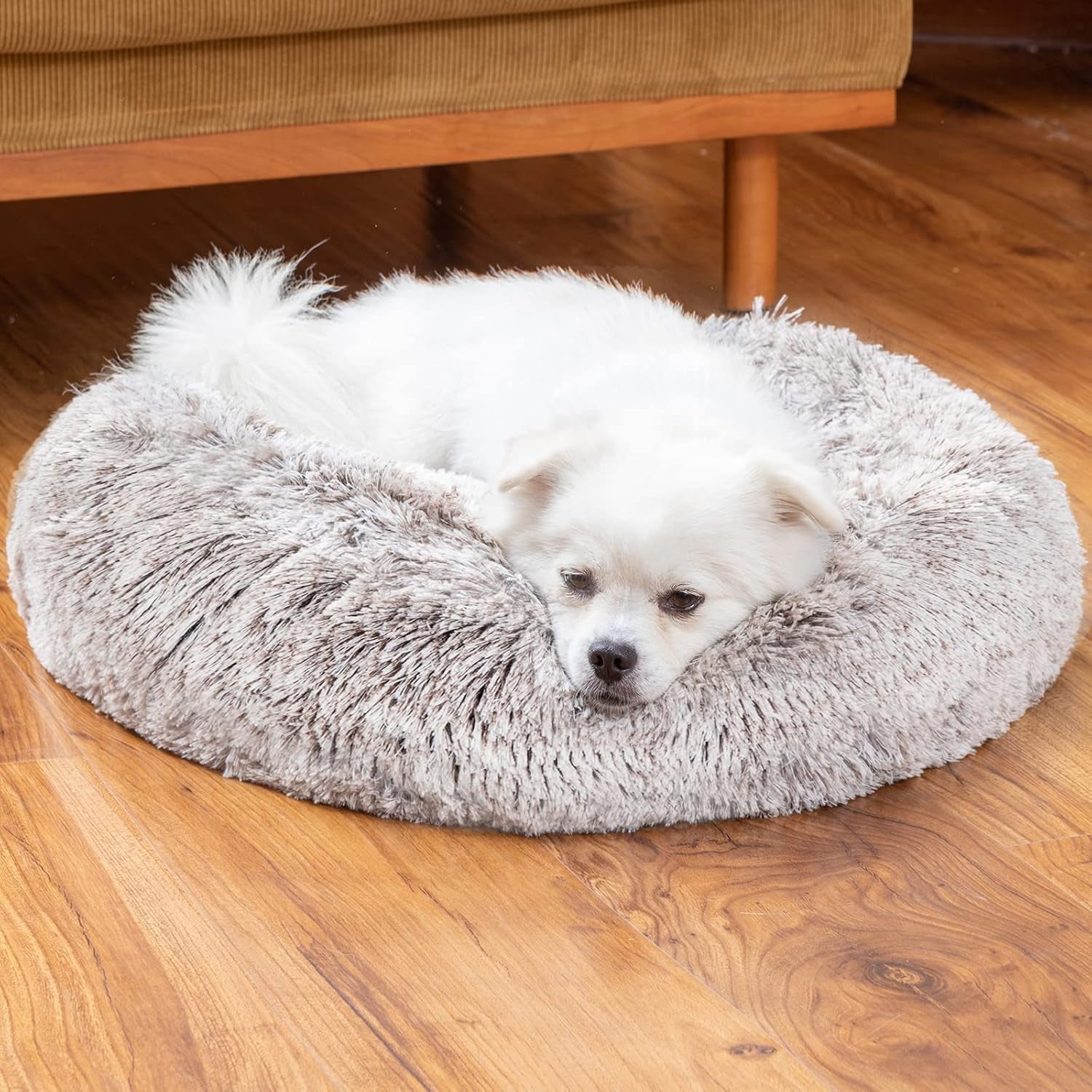 Calming Dog Bed and Cat Bed, Removable and Washable Pet Bed, Fluffy Plush Donut Animal Bed for Small Medium Large Dogs & Cats