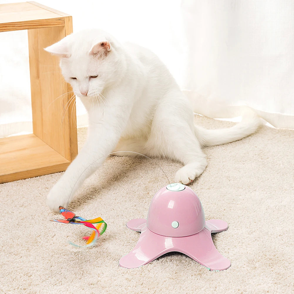 Cat Toys Funny Exercise Toy Electric Rotating Kitten Toys with Butterfly Boring Interactive Pet Smart Automatic Interactive Toy