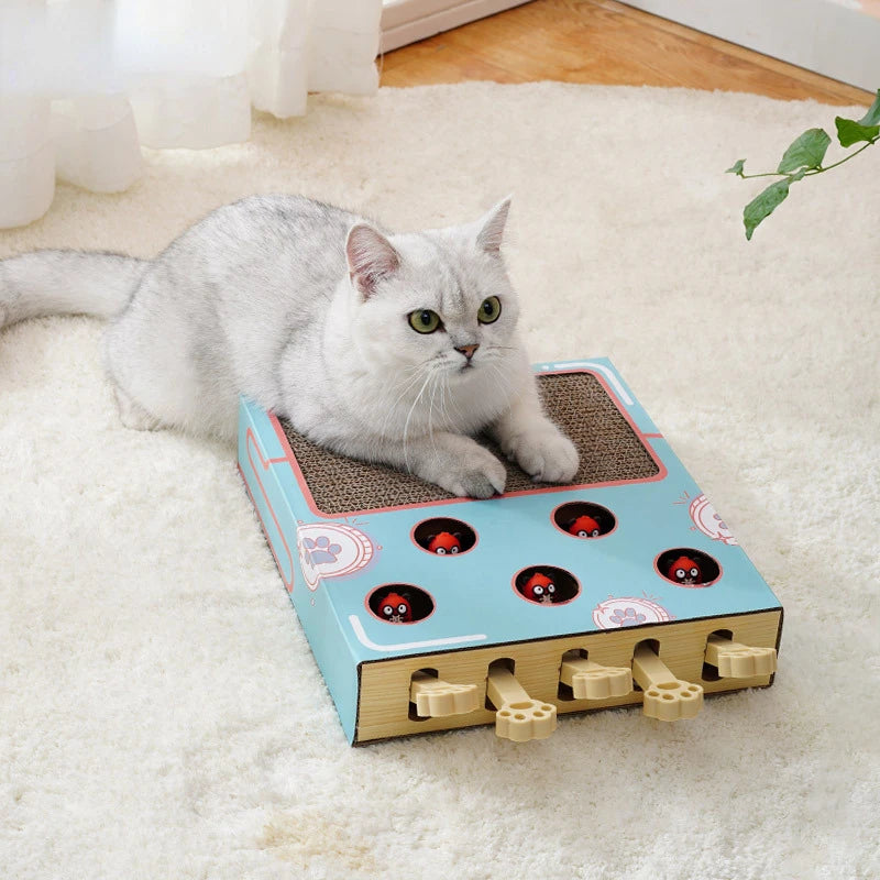 Cat Toy Whack-A-Mole Cat Scratching Board Toy Grinding Claw Rest Play Funny Cat Interactive Multifunctional Cat Supplies