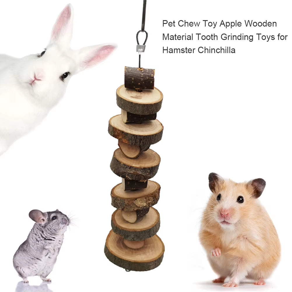 Pet Chew Toy Apple Wooden Material Tooth Grinding Toys for Hamster Chinchilla Rabbit Small Animals Pet Cage Pendant Rabbit Toys