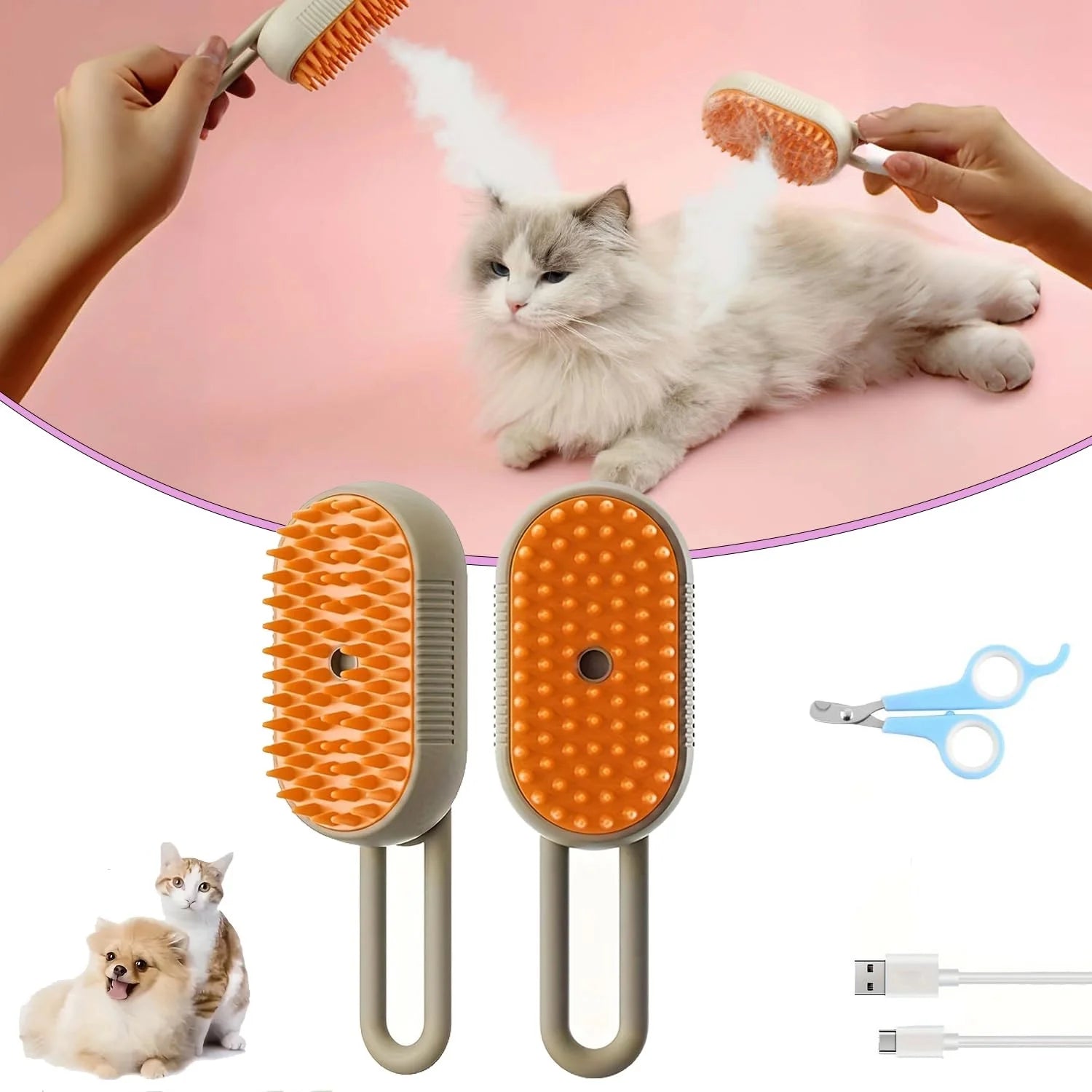 Cat Steam Brush 2024 New Pet Steam Groomer Comb,Pet Hair Steamy Brushes,Pet  Dogs