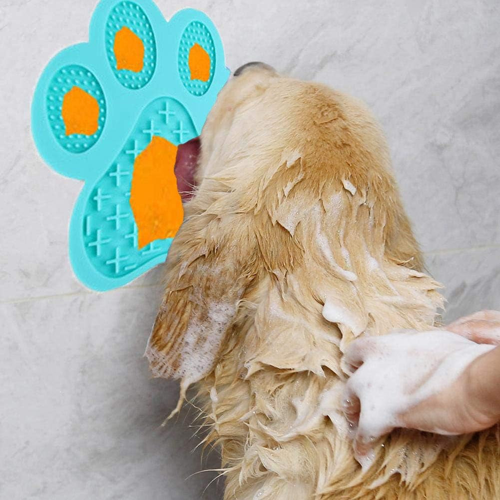 Dog Licking Mat for Anxiety Peanut Butter Slow Feeder Bowls Licking Pad with Strong Suction to Wall for Pet Bathing,Grooming,And Dog Training (Light Blue)