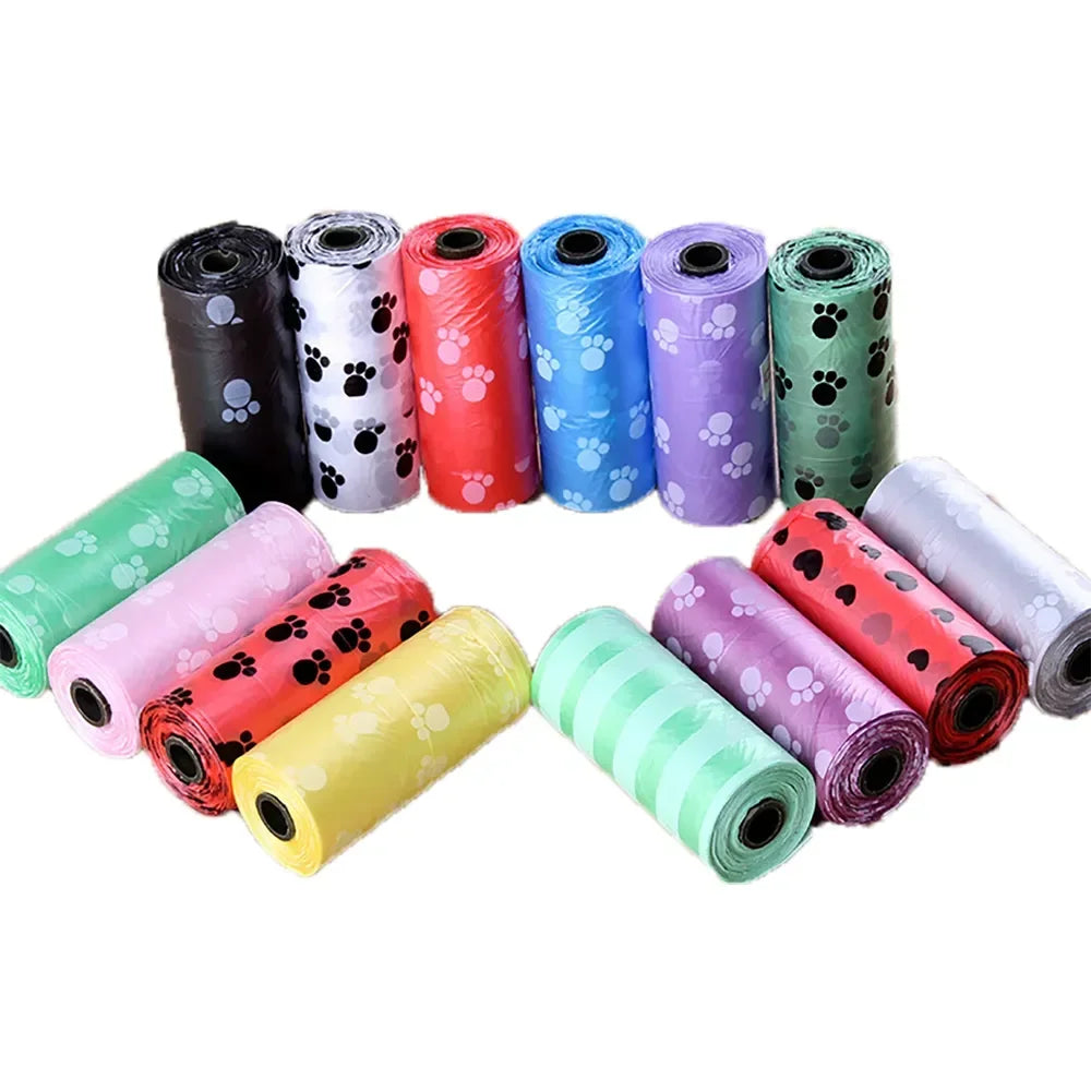 Pet Poop Bag Solid Color Printed Pet Garbage Bag Clean Poop Bag Dog Walking Portable Poop Bag for Dogs Litter and Housewife Bags