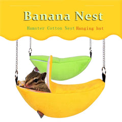 Novelty Banana Shape Nest Plush Cotton Hamster Warm House Hammock Rat Mouse Living House Hanging Tree Beds Hamster Accessories