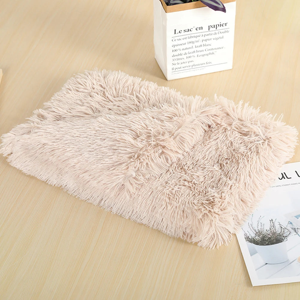Soft Dog Cat Mat Fleece Dogs Bed Pad Long Plush Dog Cat Sleeping Mat Cushion Winter Pet Puppy Bed for Small Medium Large Dogs