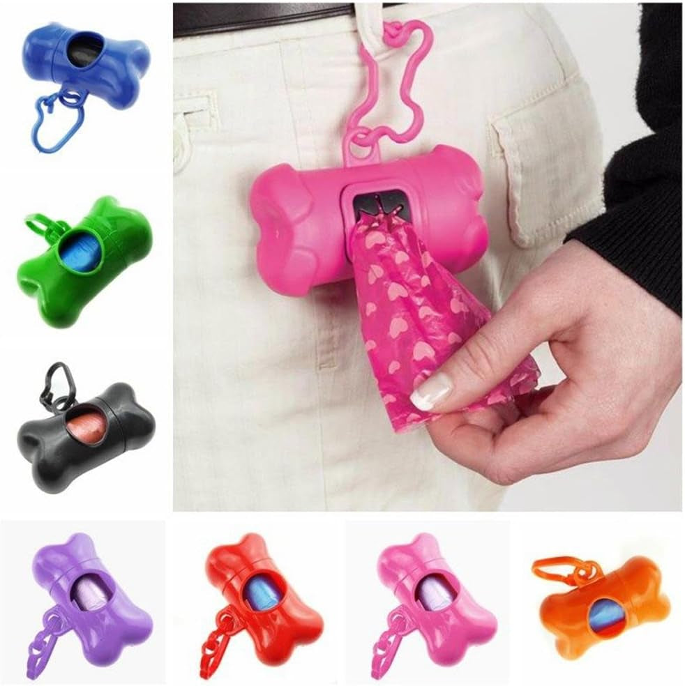 Pet Dog Bone Shape Garbage Waste Clean-Up Bag Dispenser Box Carrier Holder Case Purple