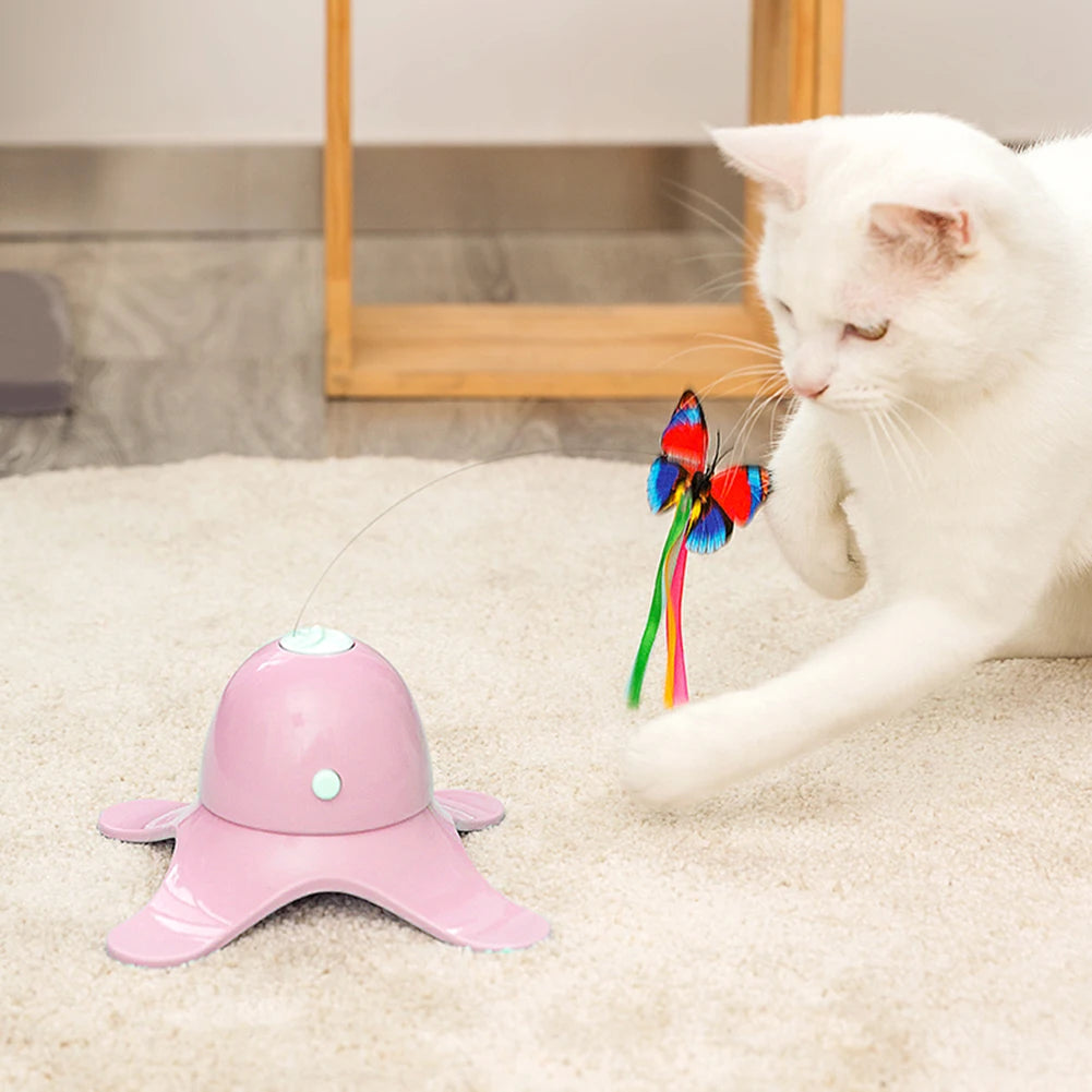 Cat Toys Funny Exercise Toy Electric Rotating Kitten Toys with Butterfly Boring Interactive Pet Smart Automatic Interactive Toy