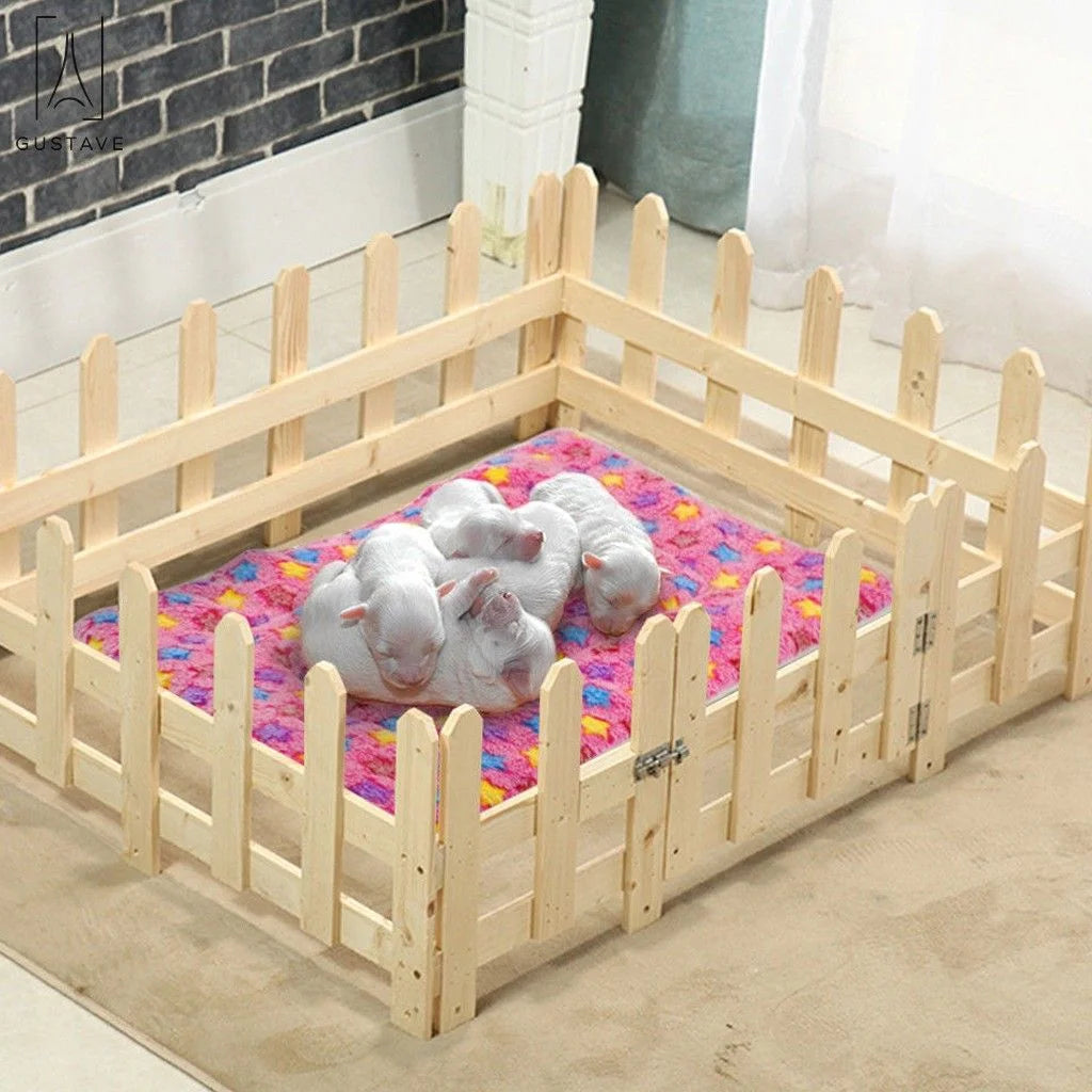 Dog Pet Sleep Mat Soft Warm Reversible Fleece Crate Bed Mat Kennel Pad Cage Cushion for Large Small Medium Dog Cat "Blue, S"