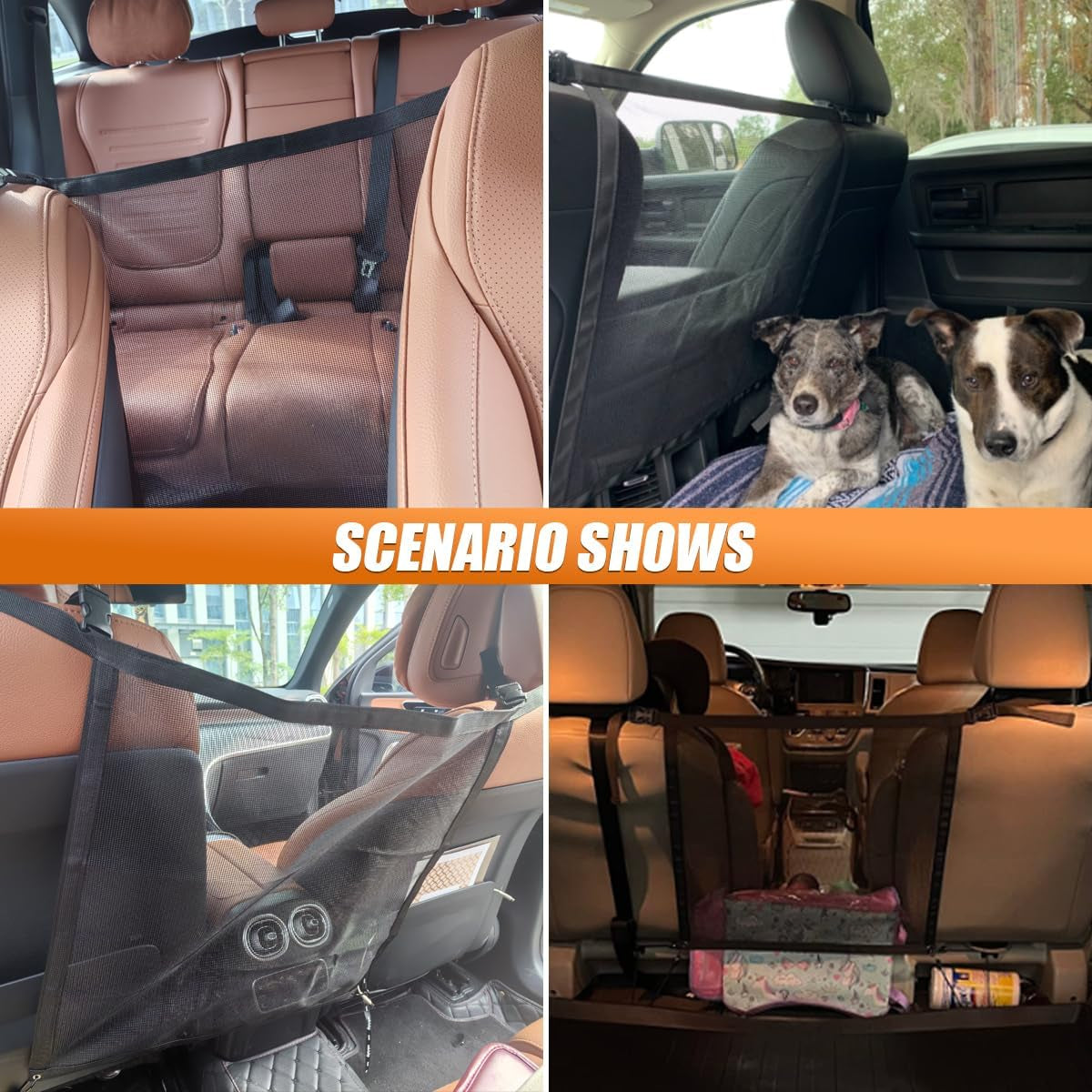 Dog Car Net Barrier, Pet Car Divider Back Seat Barrier Net, Vehicle Divider Mesh