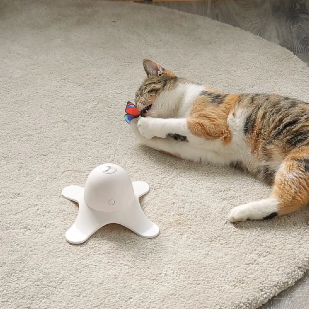 Cat Toys Funny Exercise Toy Electric Rotating Kitten Toys with Butterfly Boring Interactive Pet Smart Automatic Interactive Toy