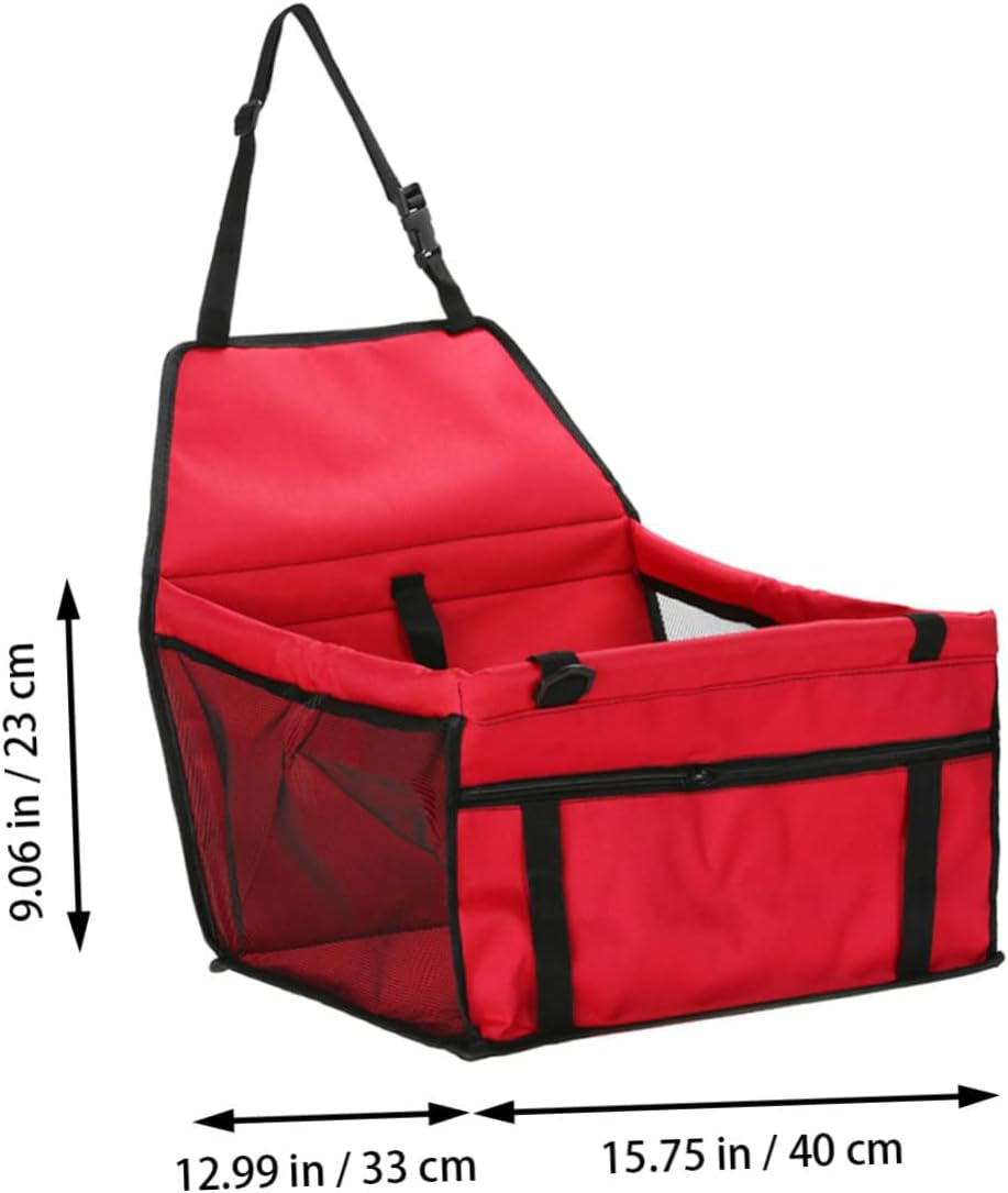 Portable Dog Seat Carrier Pet Travel Bag for Car Safe Mesh Design Red for Road Trips Furry Friends
