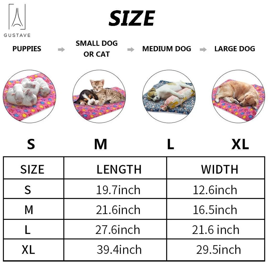 Dog Pet Sleep Mat Soft Warm Reversible Fleece Crate Bed Mat Kennel Pad Cage Cushion for Large Small Medium Dog Cat "Blue, S"