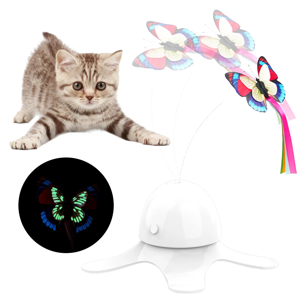 Cat Toys Funny Exercise Toy Electric Rotating Kitten Toys with Butterfly Boring Interactive Pet Smart Automatic Interactive Toy