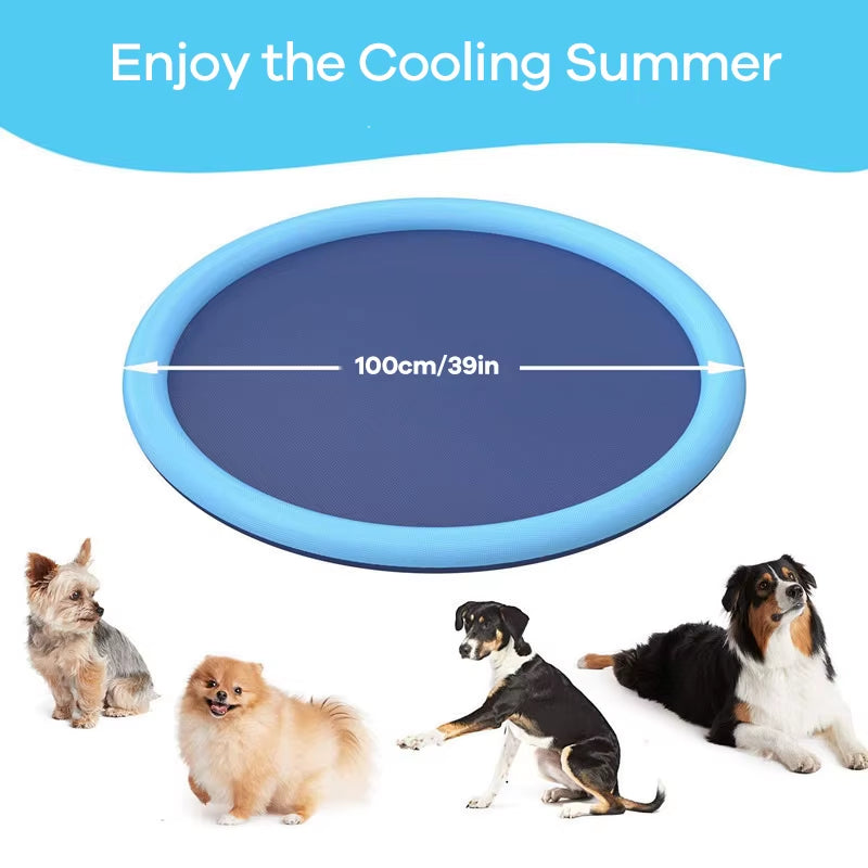 Splash Pad for Pet Dogs, Thicken Durable Sprinkler Pool Summer Outdoor Water Toys, Fun Backyard Fountain Play Inflatable Mat