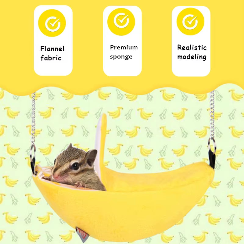 Novelty Banana Shape Nest Plush Cotton Hamster Warm House Hammock Rat Mouse Living House Hanging Tree Beds Hamster Accessories
