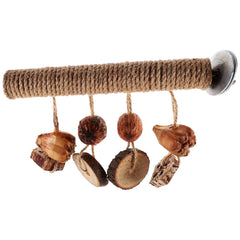 20Cm Natural Wood Rope Chew Bird Perch Stand Cage Accessory for Parrot Cockatiel Pet Toy with Small Gnawing Accessories