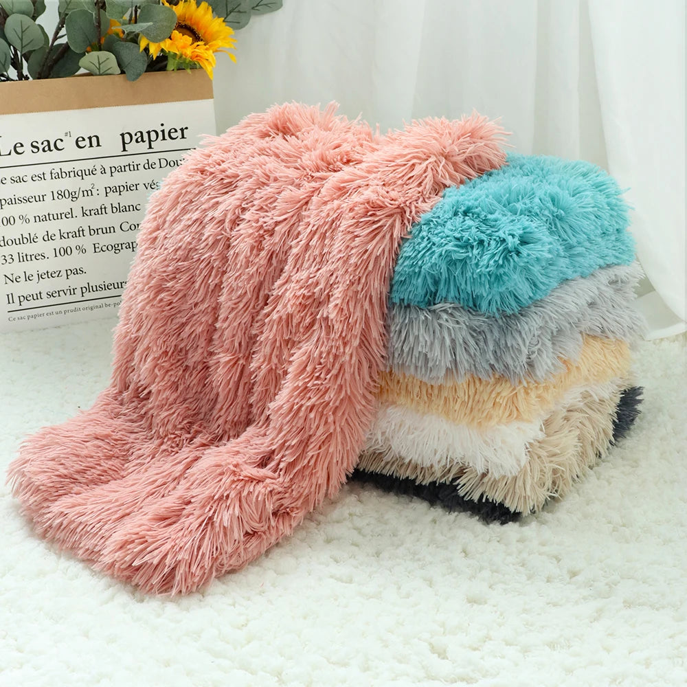 Soft Dog Cat Mat Fleece Dogs Bed Pad Long Plush Dog Cat Sleeping Mat Cushion Winter Pet Puppy Bed for Small Medium Large Dogs