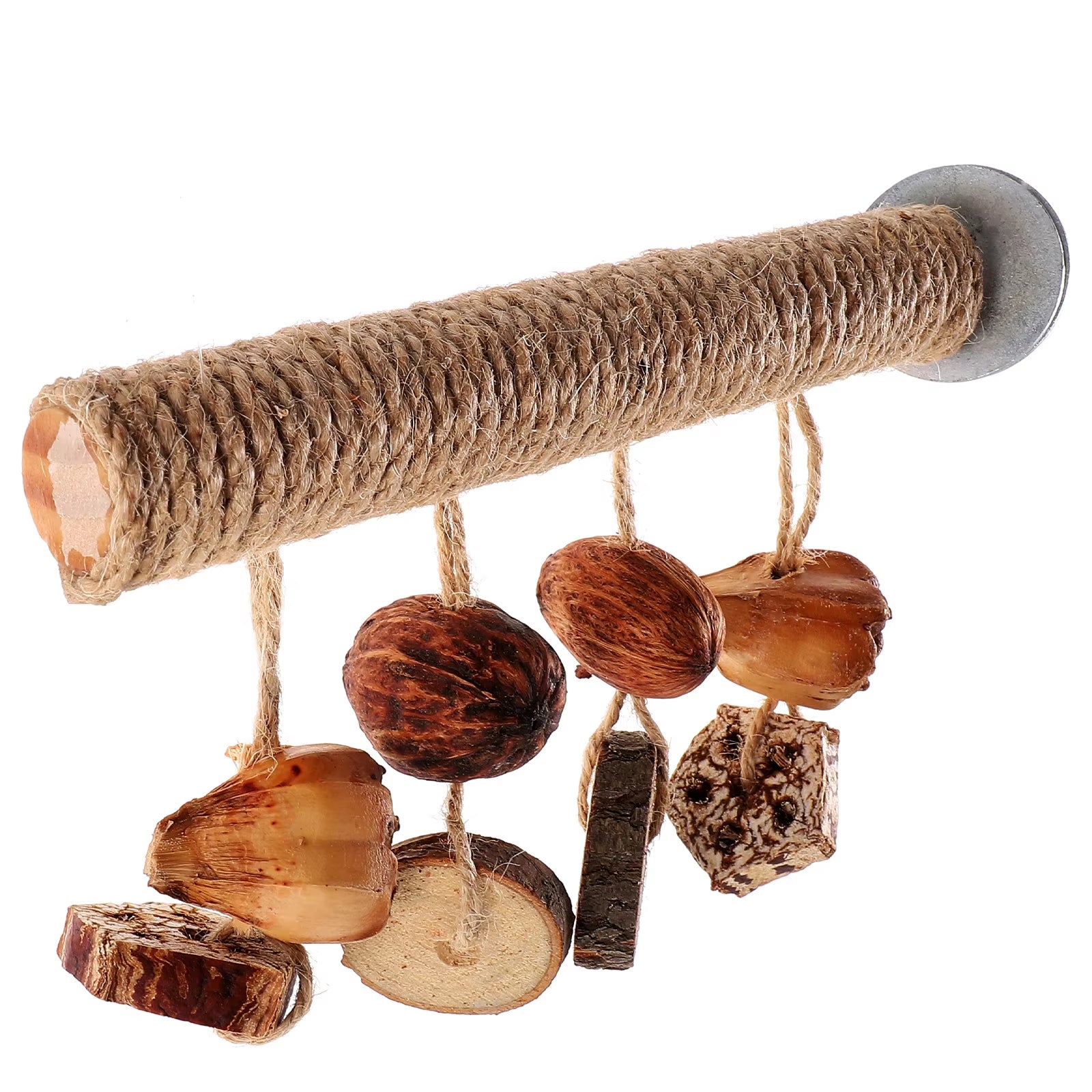 20Cm Natural Wood Rope Chew Bird Perch Stand Cage Accessory for Parrot Cockatiel Pet Toy with Small Gnawing Accessories