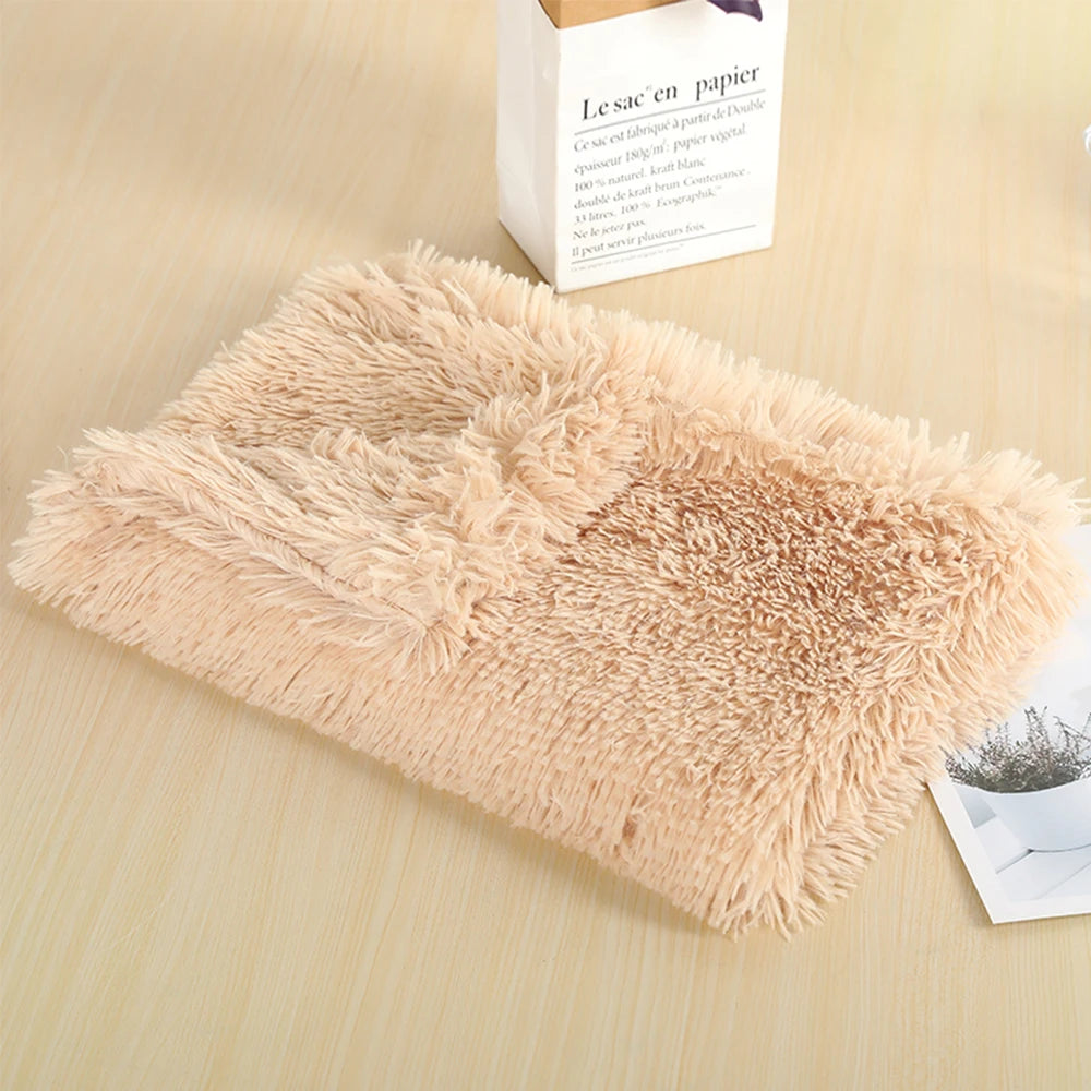 Soft Dog Cat Mat Fleece Dogs Bed Pad Long Plush Dog Cat Sleeping Mat Cushion Winter Pet Puppy Bed for Small Medium Large Dogs