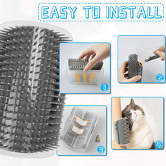 2 Pack Wall Corner Cat Groomer, Massage Combs for Short & Long Fur - Face Scratcher and Softer Massager Toy for Kittens and Puppies