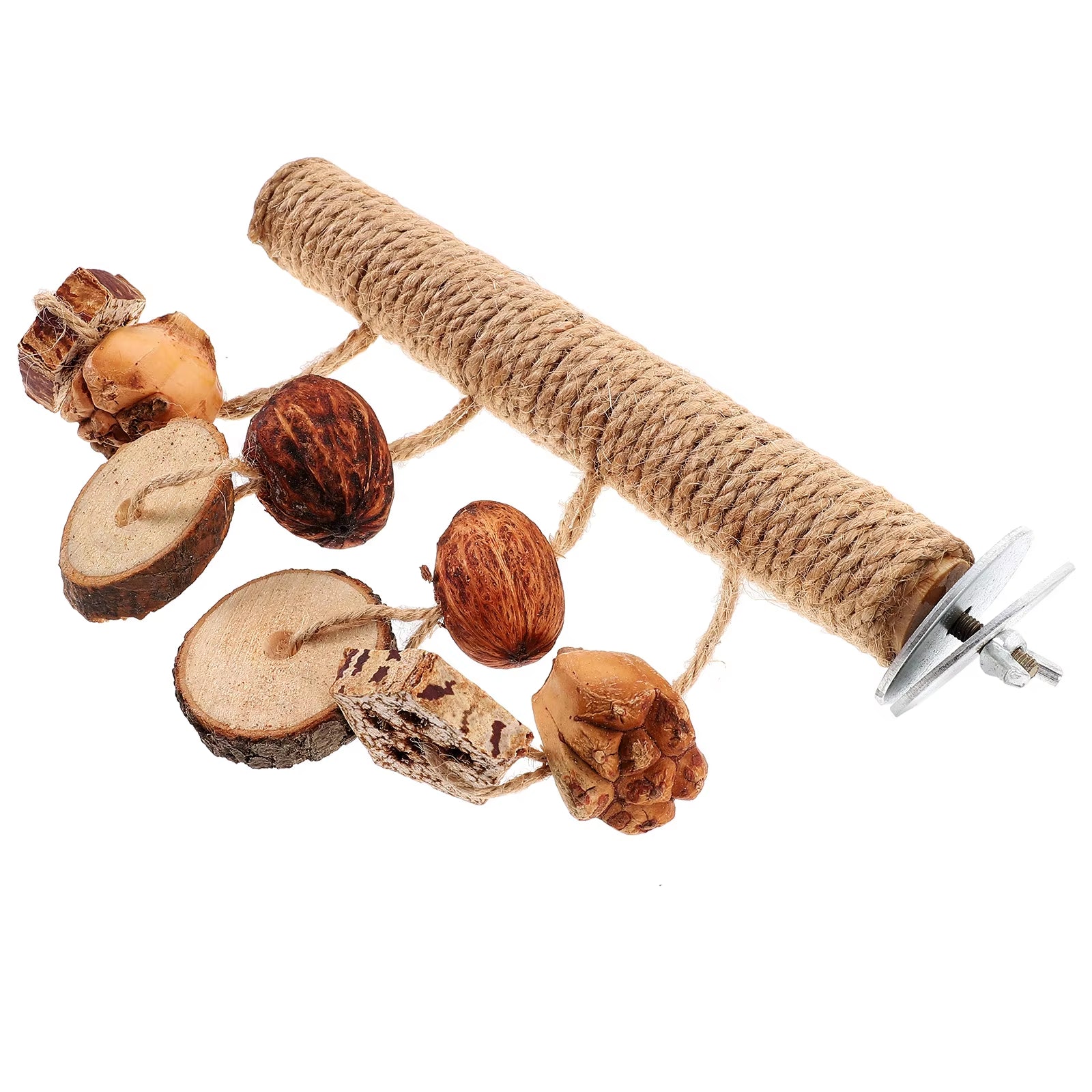 20Cm Natural Wood Rope Chew Bird Perch Stand Cage Accessory for Parrot Cockatiel Pet Toy with Small Gnawing Accessories