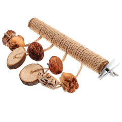 20Cm Natural Wood Rope Chew Bird Perch Stand Cage Accessory for Parrot Cockatiel Pet Toy with Small Gnawing Accessories