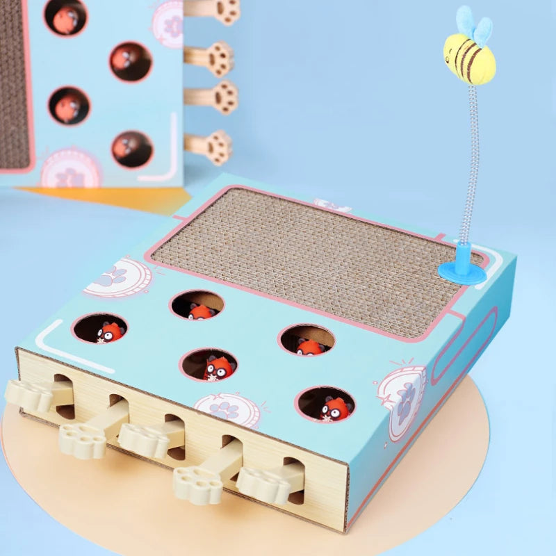 Cat Toy Whack-A-Mole Cat Scratching Board Toy Grinding Claw Rest Play Funny Cat Interactive Multifunctional Cat Supplies