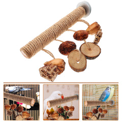 20Cm Natural Wood Rope Chew Bird Perch Stand Cage Accessory for Parrot Cockatiel Pet Toy with Small Gnawing Accessories