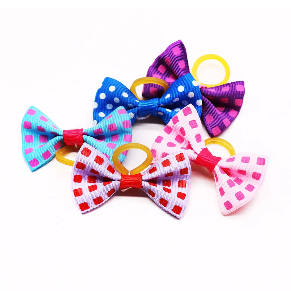 30PCS Dog Bow with Rubber Band Dog Hair Accessories Handmade Movable Puppy Bows for Dogs and Cats Cute Pet Accessories